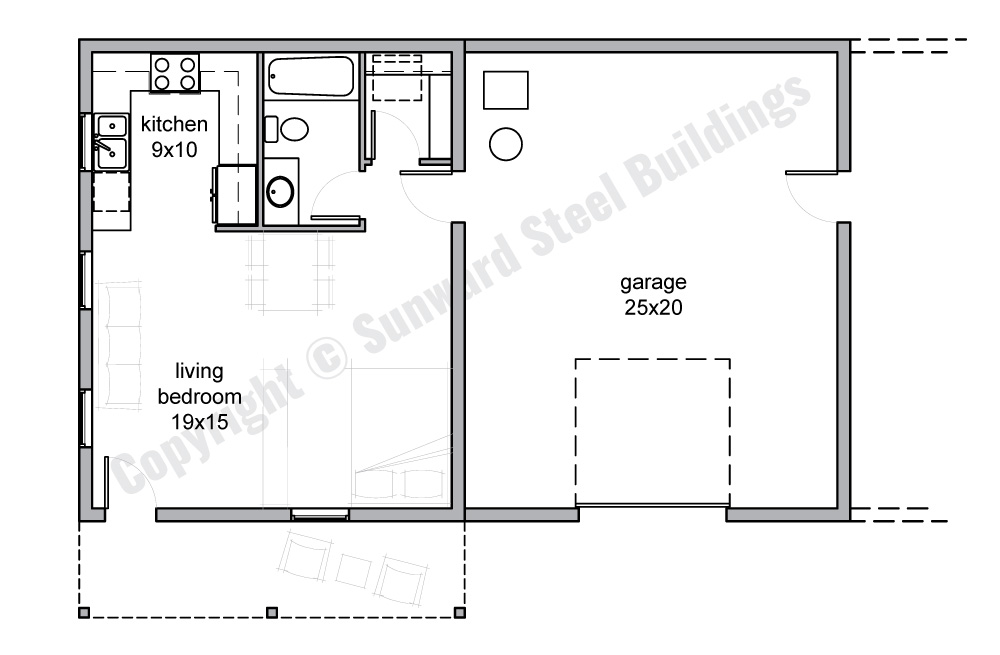 25x40 Barndominium Floor Plan Studio Barndominium Floor Plan