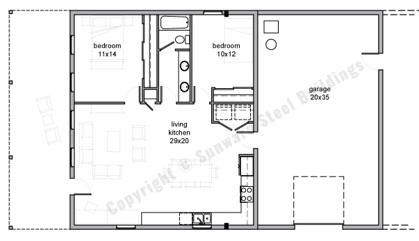 1750 sq ft Barndominium Floor Plan 35x50 Barndominium Floor Plan